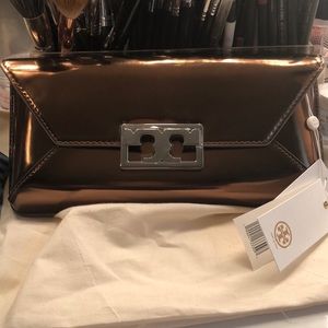 Tory Burch metallic clutch